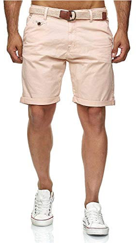 Indicode Conor - Bermuda da uomo con cintura, 100% cotone, vestibilità regolare Cameo Rose M
