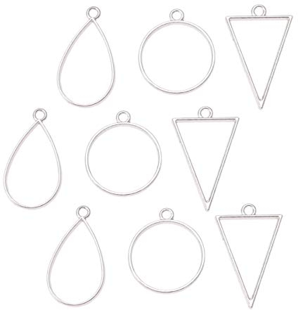 Supvox Anhänger mit offener Lünette (30 Stück) bezaubern verschiedene geometrische Hohlrahmen-Anhänger-Rohlinge für Schmuckzubehör