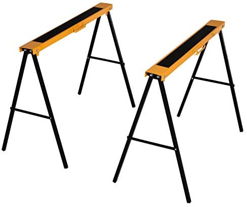 HOMCOM Arbeits Bock, Sägepferd, Unterstellbock, Klappbar, Rutschfest, Stahl, Orange, Schwarz, 99,5 x 50 x 78 cm, Belastbarkeit 125 kg