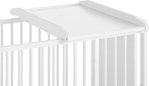 Wickeltisch Maya aus Holz, für Betten mit 120 x 60 cm oder 140 x 70 cm, weiß lackiert mit Wasserfarbe