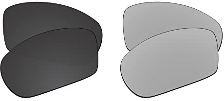 EZReplace Verres de rechange pour lunettes de soleil Oakley Straightlink OO9331 (verres polarisés), Noir carbone + métal argenté, taille unique