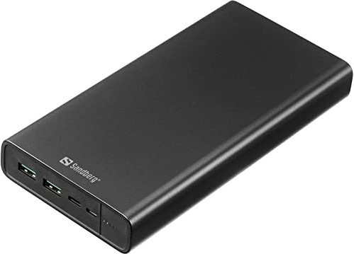 Sandberg Powerbank USB-C 100W 38400 | Schnellladetechnik | 16 Ladezyklen | Hohe Kapazität 38400 mAh | Tragbares Ladegerät | Duales Laden | Durchgangsstrom | USB-C, USB-A | Mobile Powerbank für Handy