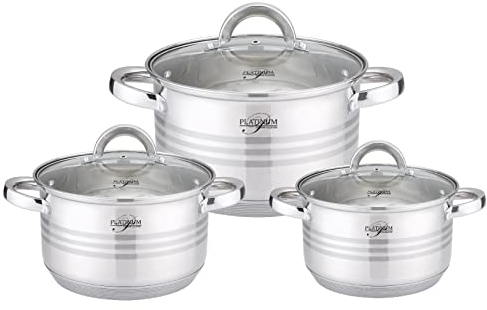Cheffinger 6 TLG Edelstahl Kochgeschirr Induktion Kochtopf Topf Set Gastronomie