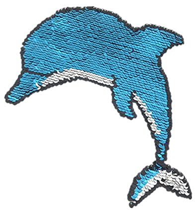 GIVBRO Delfin Aufnäher Pailletten Applikation Aufnäher zum Aufnähen Bestickte Delphin Patch für Kleidung, T-Shirt, Jacken, Jeans, Taschen, Hut