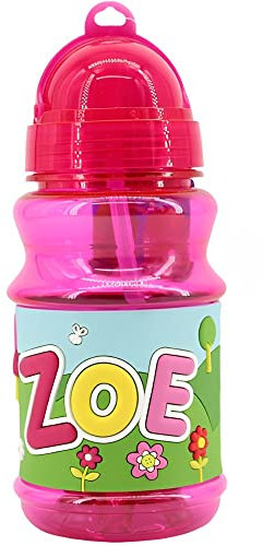 PLUS HOME Botella Agua con nombre Zoe para niños, 100% a prueba de fugas, sin BPA, 350 ml, para guardería, colegio, viajes y hacer deporte Regalo Niños 5-10 años para Colegio Cumpleaños(350ML)