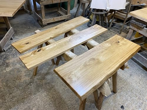 Generisch Massive Eichenplatte aus Deutscher Eiche handgefertigte Tischplatte Regalbrett wasserresistent behandelt für Esstisch Couchtisch (Baumkante, 50cm x 30cm x 2,5cm, geschliffen)