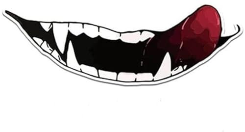 Adesivi per Casco da Moto Decalcomanie dei Denti del diavolo per Casco, Moto, Auto superfici Lisce (Denti, Grande)