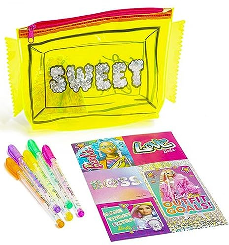 Barbie Pencil Case Set Girls Pink Glitter Barbie Movie Stationery Kit With Stickers