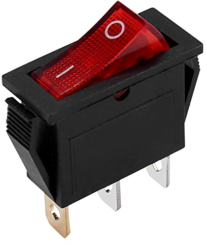 Tbkoly Interruttore a bilanciere ON OFF , bipolare, 28 x 10 mm, 250 V, 15 A, 3 connettori, rosso