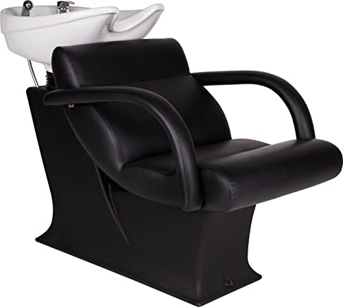 AYALA Friseurstuhl mit Waschbecken LADY ONE schwarz Friseurwaschbecken Friseur Waschplatz Rückwärtswaschsessel Salon Friseursessel Waschsessel Schwarz