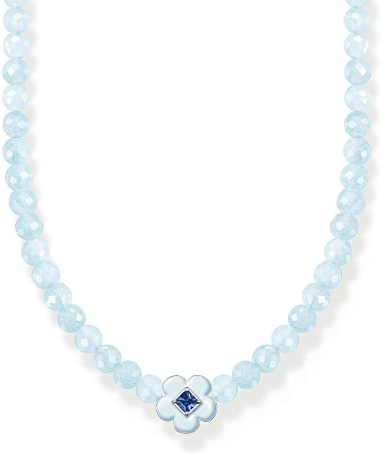THOMAS SABO Choker Blume mit blauen Perlen 925 Sterlingsilber, Kaltemail