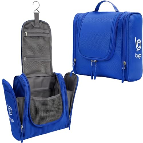 Bago Travel Toiletry Bag for Women and Men X-Large Waterproof Hanging Large Toiletry Bag for Bathroom and Travel Bag for Toiletries Organizer - Makeup Bag (Deepblue)