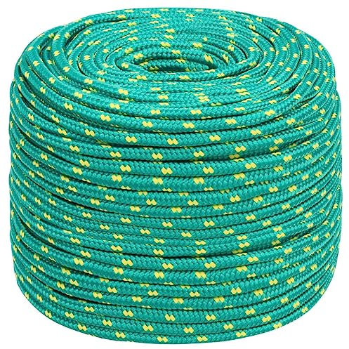 vidaXL Bootsseil Ankerleine Festmacher Tauwerk PP Leine Seil Tau Polypropylenseil Geflochten Flechtleine Grün 10mm 50m Polypropylen