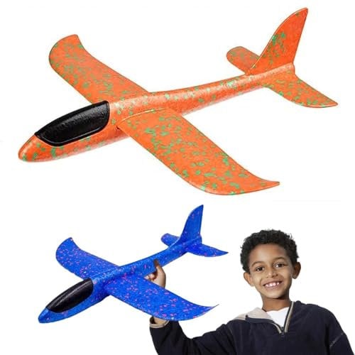 Navoys Two Jumbo 48cm Foam Aeroplane Super Gliders - 18 Large Airplane Toys for Boys and Girls, Great for Outdoor Flying Games & Parties, Glider Plane Toys for Kids