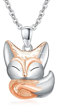 OHAYOO Fuchs Kette 925 Sterling Silber Fuchs Tier Anhänger Halskette Mädchen Tier Schmuck Fuchs Geschenk für Unisex Mädchen Damen Teenager Frauen