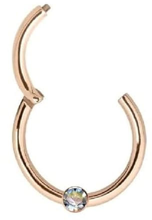 Piercing Clicker ECHT GOLD Nasenring Nasenpiercing Scharnier Gelenk Ring Nase Septum Ohr Goldpiercing Goldclicker (18K 750 Rosegold/Diamant, 10 mm)