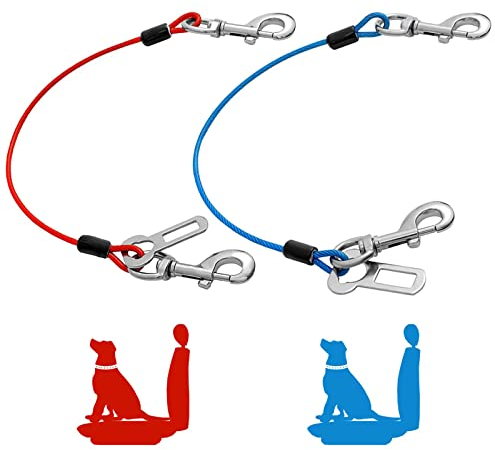Mi Metty Anschnallgurt Hund Auto, Bissfeste Hundeleine aus Stahldraht mit Auto, Hunde anschnallgurt Auto für alle Hunde