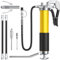 Amyzavls Pompe Graisse pour graisseur,8000PSI poignée Pompe Graisse Une Main,Tige Lourde avec Embout Pompe à Graisse,Tuyau Flexible et Tube métallique, Pompe à Graisse pour Cartouches de 400g