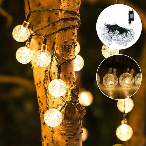 UISEBRT LED Lichterkette Außen Innen Warmweiß Kristall Kugeln Lichterketten 30M 240LED mit 8 Leuchtmodi, Dekoration Weihnachten, Halloween, Hochzeit, Party, Wasserdicht IP44 - Transparente Linie