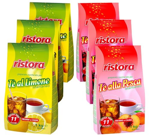 SET Ristora Tè al Limone istantaneo 3 kg CON Ristora Preparato Istantaneo per Tè alla Pesca, 3 kg