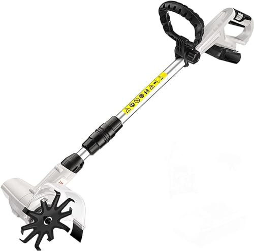 Kanduo Motozappa Elettrica con Tagliaerba Elettrico a Batteria con Batteria Ricaricabile da 2000Mah Coltivatore da Giardino Zappa Coltivatore da Giardino Portatile Rotary Tiller, Garden, Field