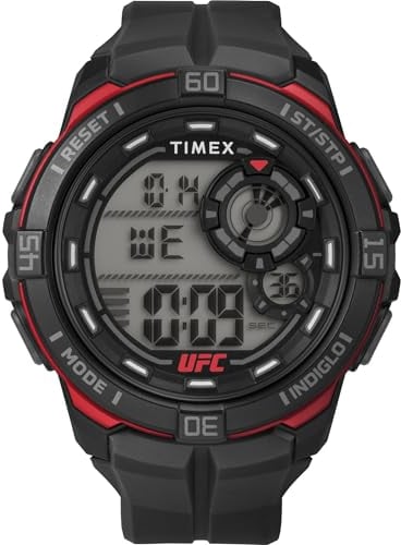 Timex Orologio da uomo UFC Rush da 52 mm, cinturino nero, quadrante digitale, cassa nera TW5M59100