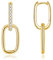 Loutade Convertible Link Earrings for Women, 925 Sterling Silver Double Ring Oval Huggie Hoop Earrings, Gold Link Earrings, CZ Simple Sleeper Paperclip Link Chain Earrings Geometric Drop Earrings