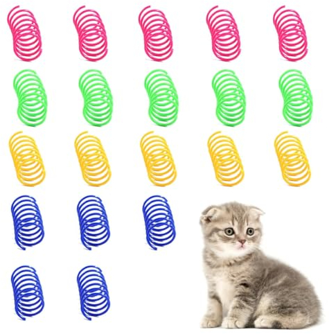 EIOURVY 20er-Pack interaktives Spiral-Katzenspielzeug, farbenfrohes kreatives Spielzeug, Katzenfederspielzeug zum Schlagen, Beißen und Jagen von Kätzchenspielzeug