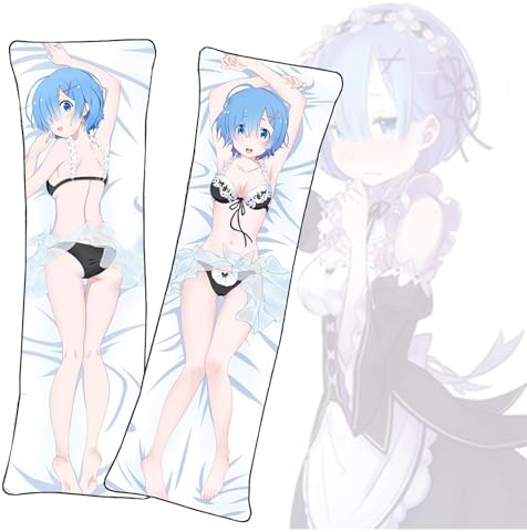 FZYUYU-Anime Körper Kissenbezug 「Re:Zero」Animation Charaktere Rem Anime Dakimakura Lebensgroßer Kissenbezug Doppelseitiger Druck Kissenbezug-Rem -E,50x160cm-2WT