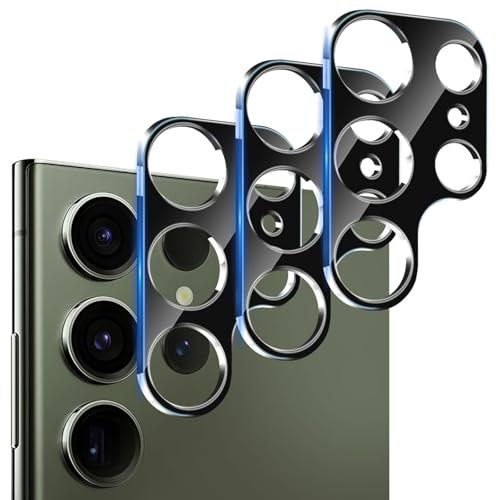 IOPYKKOA Lot de 3 verres de protection pour appareil photo Samsung Galaxy S24 Ultra [Installation rapide 10S] Résistant aux rayures, dureté 9H, HD transparent, protection complète de l'appareil photo