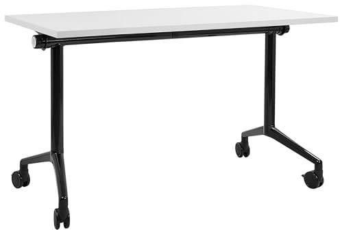 Beliani Schreibtisch weiß/schwarz 120x60 cm klappbar mit Rollen modern Cavi