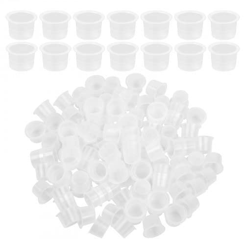 Dokeno 100 Stück Tattoo Farbkappen Cups, Tattoo Tintenbecher Silikon, Ink Cups Einweg, Tattoos Kleber Behälter, Pigment Cups für Tattoo, für Zubehör, Farbbehälter Tätowieren Tattoo