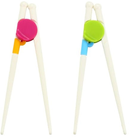 FUZVOL 2 Pairs Kids Training Chopsticks - Reusable Children Learning Chopsticks Easy to Use for Toddler & Child Beginners, Pink & Green