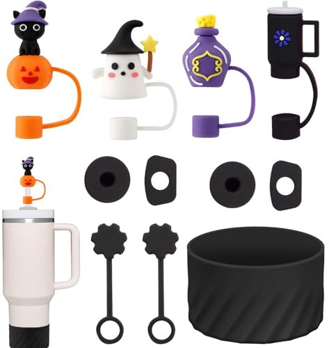 7 PCS Stanley Cup Accessories - Straw Cover, Reusable Spill Proof Plug, Compatible with Stanley Cup 2.0 40/30oz (Halloween Style)