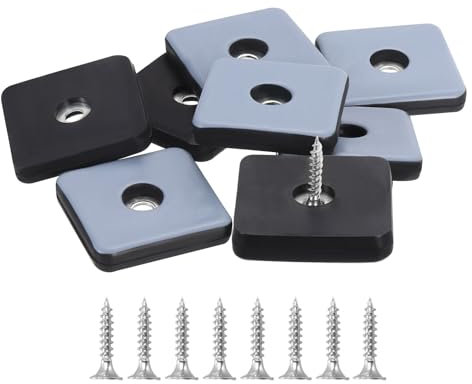 sourcing map 8 feltrini per mobili, 40 x 40 mm, quadrati, da avvitare, con vite, protezioni per gambe delle sedie, per moquette e pavimenti in legno, blu