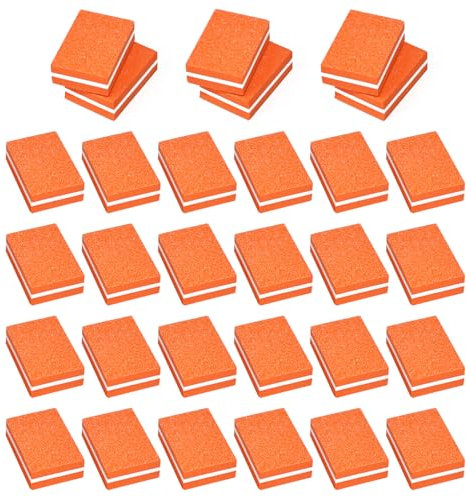 YPYMOD 30 Piezas Pulidor Uñas, Bloque de Lima Para Uñas Taco Pulidor Uñas Doble Cara Grano, Uñas Profesional Lima Pulidora Uñas Lavable para Uñas Gel y Acrílico(Naranja)