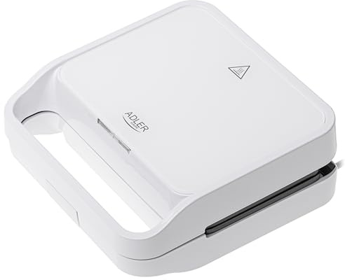 ADLER 2-in-1-Sandwichmaker, schnelles Aufheizen, einfache Aufbewahrung, Weiß
