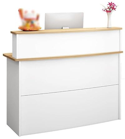 Schreibtisch aus Holz mit Schublade, Empfangstisch für Zuhause, Büro, Salon und Spas, 100 x 42 x 102 cm