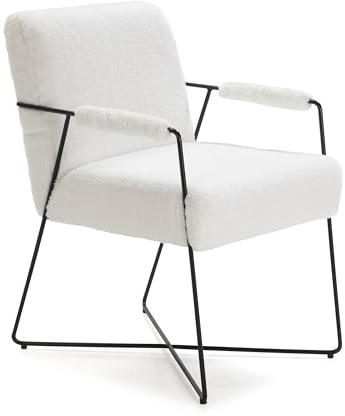 SILLON 56X70X86 METAL NEGRO/LANA SINTETICO BLANCO
