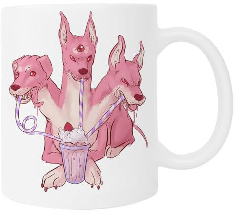Pinitotee Cerbère Aux Fraises Tasse À Café En Céramique Blanche
