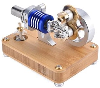 CreativeBlocker Stirlingmotor Model Erwachsen - ENJOMOR Metall Stirlingmotor Der mit Alkohollampen Läufts, Rhombischer Heißluft-Dampfmaschinenmodell, Experimentierkasten Wissenschaft Geschenk