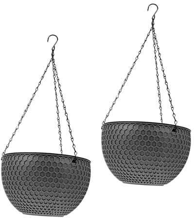 YARNOW Lot de 2 paniers à suspendre pour pots de fleurs coniques - Plantes artificielles à suspendre pour l'extérieur - En terre cuite - Pot de plantes grasses - Mini pots à suspendre en plastique -