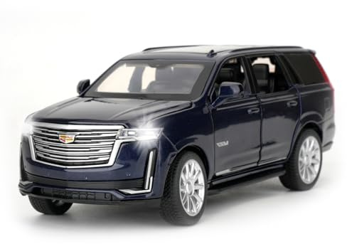 BGHSCA 1/32 Kompatibel mit Escalade SUV-Modellauto, Spielzeugauto aus Aluminium mit Sound und Licht für Kinder, Jungen, Mädchen und Erwachsene, Geburtstagsgeschenk (blau)