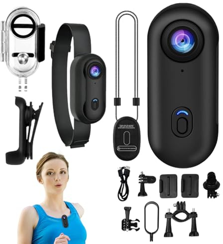 Videocamera sportiva per esterni - Fotocamera a pollice - Videocamera portatile, 1080P, impermeabile, videocamera compatta per vlogging, ideale per registrare attività in moto, bici, ciclismo