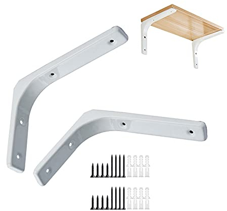 Supports d'étagère muraux Noirs et Blancs, 2 Supports flottants industriels Simples en métal pour Bricolage/décoration, Blanc - 30 x 40 cm
