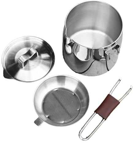 Ruwshuuk Stainless Steel Saucepan,Camping Pans for Cooking | Portable Non-Stick Camp Cookware with Lid Detachable Outdoor Accessories for Women & Men