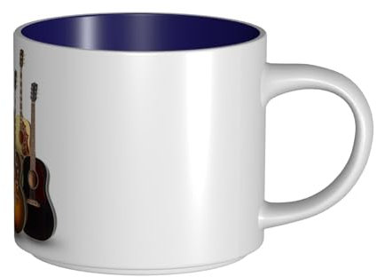 WSHFFILO Tasse à café en céramique imprimée guitare grande capacité