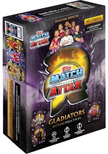 Topps UCC Match Attax 2025/26 - Mega Tin - Battlers - enthält 45 Match Attax Karten Plus 3 Exklusive Gladiators LE-Karten