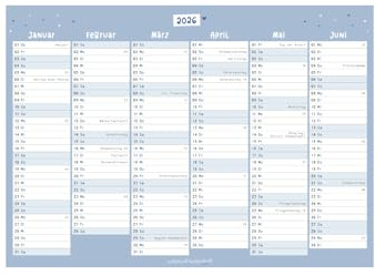 Odernichtoderdoch Kalenderkarte A5 2026 | blau – Kalenderkarte im minimalistischen Design, kompakt, klar, clever zur übersichtlichen Planung