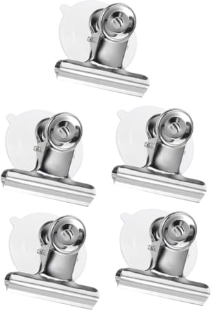 Toyvian Clips De Succión Inoxidable 5 Piezas Abrazaderas De Acero Inoxidable Con Ventosa Para Cocina Baño Y Oficina Clips De Ventana Convenientes Para Colgar Notas Paños Y Accesorios Del Hogar